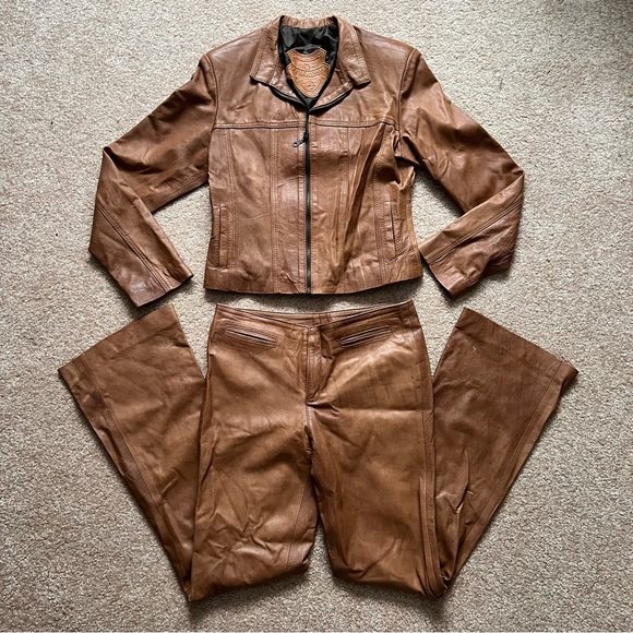 Vintage Brown Leather Matching Set - Picture 12 of 13